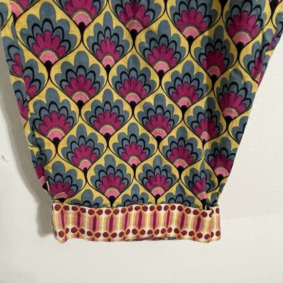 Sundance Leia Crop Pants Abstract Print Size PS Pink Green Yellow Boho Relaxed - Picture 4 of 14
